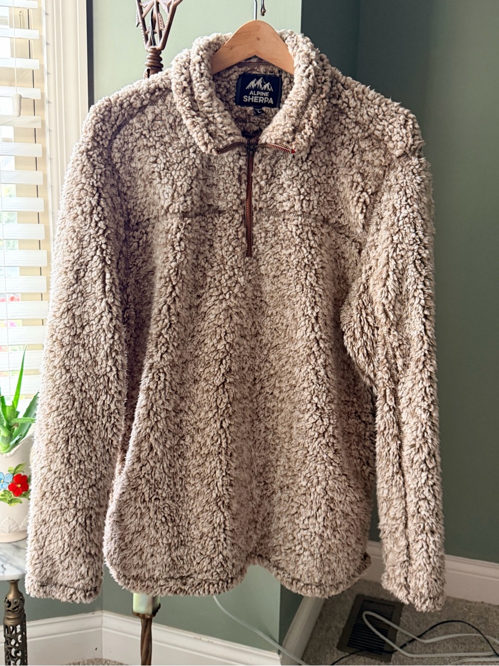 GT-0093 | Alpine Sherpa Putty Teddy Fleece Quarter Zip Pullover Size L